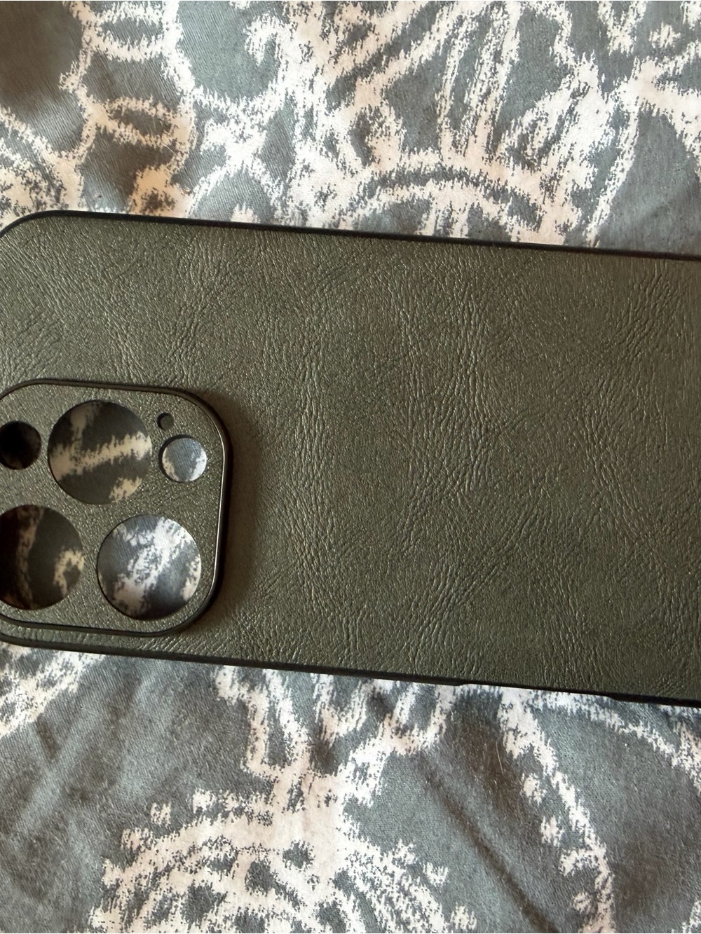 Black Leather-Texture Smartphone Case with Camera Cutout